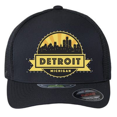 Detroit Record Skyline Logo Flexfit Unipanel Trucker Cap
