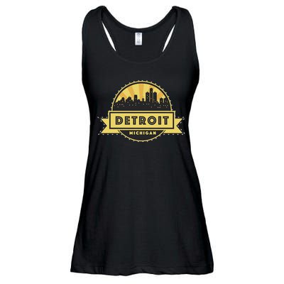 Detroit Record Skyline Logo Ladies Essential Flowy Tank
