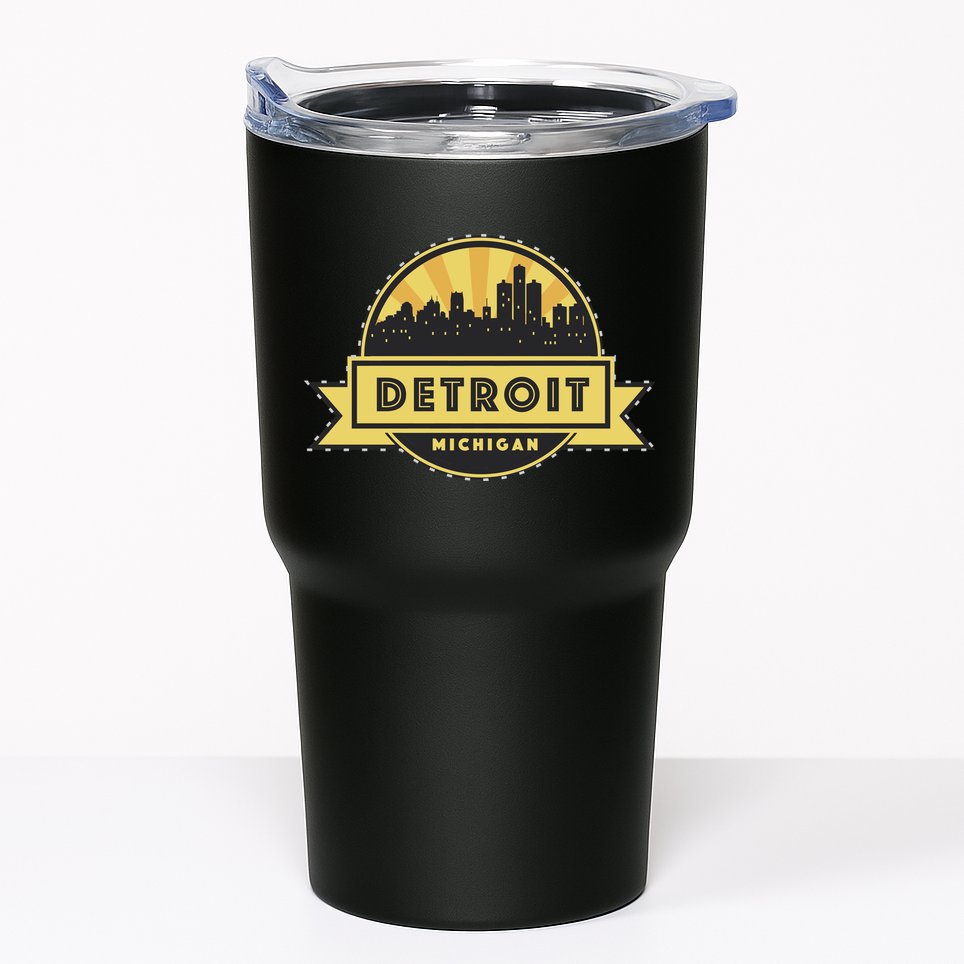 Detroit Record Skyline Logo Tumbler
