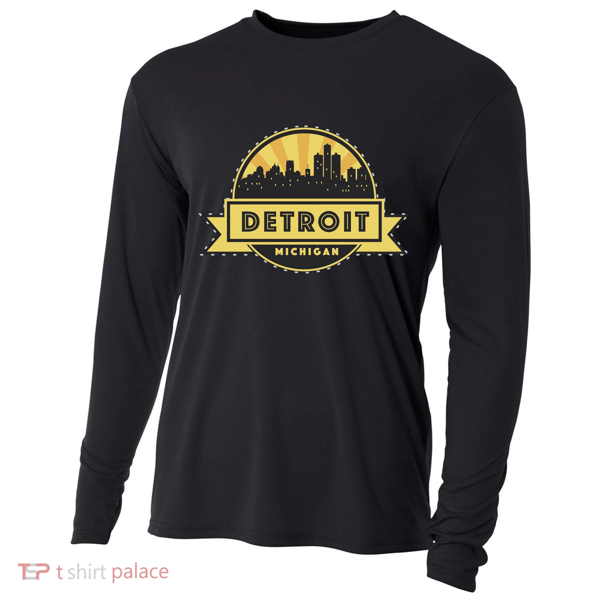 Detroit Record Skyline Logo Cooling Performance Long Sleeve Crew