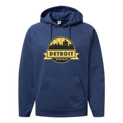 Detroit Record Skyline Logo Performance Fleece Hoodie