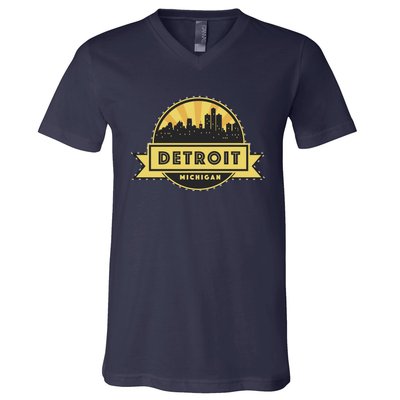 Detroit Record Skyline Logo V-Neck T-Shirt