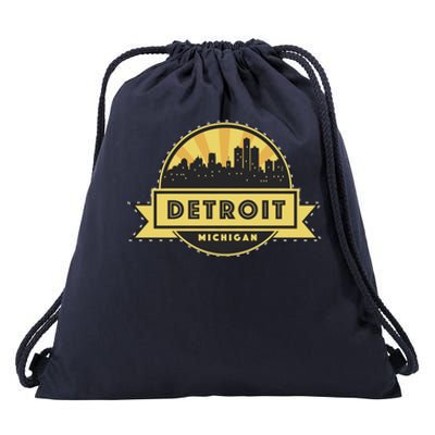 Detroit Record Skyline Logo Drawstring Bag