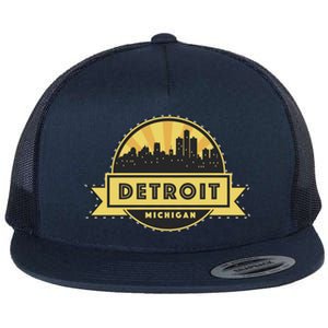 Detroit Record Skyline Logo Flat Bill Trucker Hat