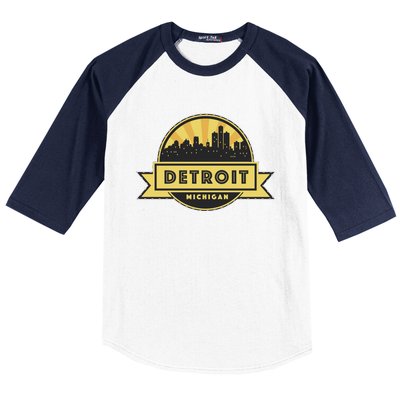 Detroit Record Skyline Logo Baseball Sleeve Shirt