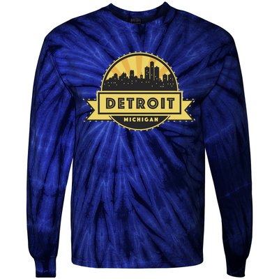 Detroit Record Skyline Logo Tie-Dye Long Sleeve Shirt