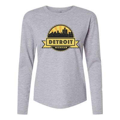 Detroit Record Skyline Logo Womens Cotton Relaxed Long Sleeve T-Shirt