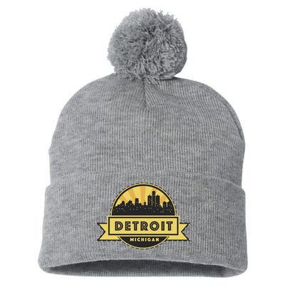 Detroit Record Skyline Logo Pom Pom 12in Knit Beanie