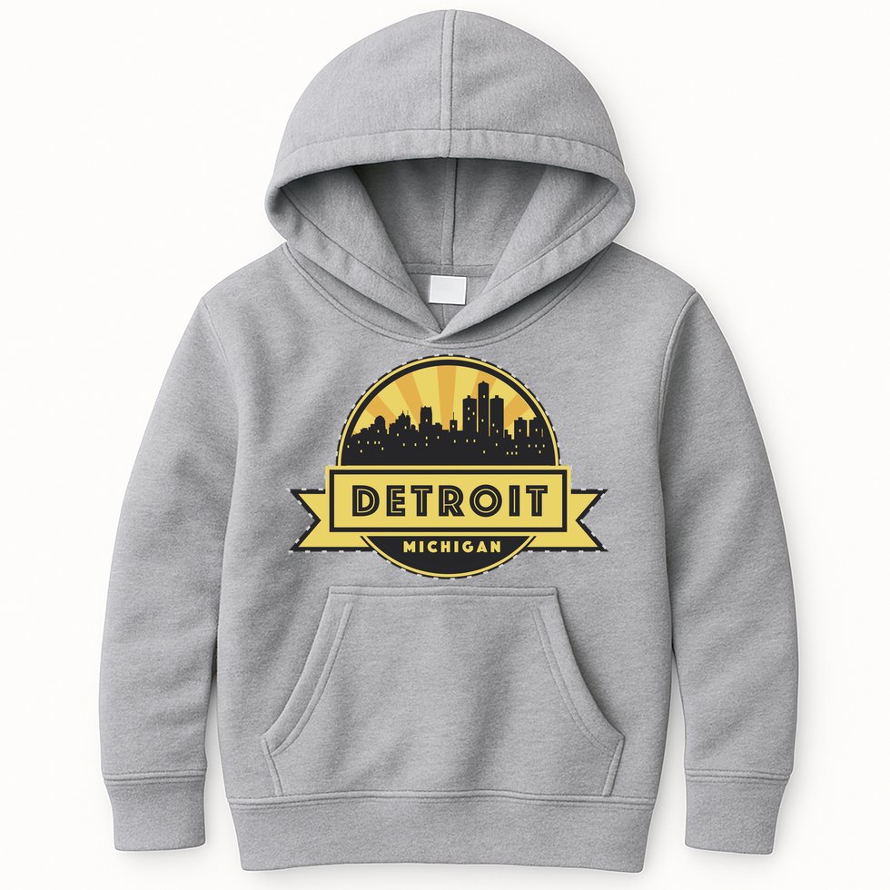 Detroit Record Skyline Logo Kids Hoodie