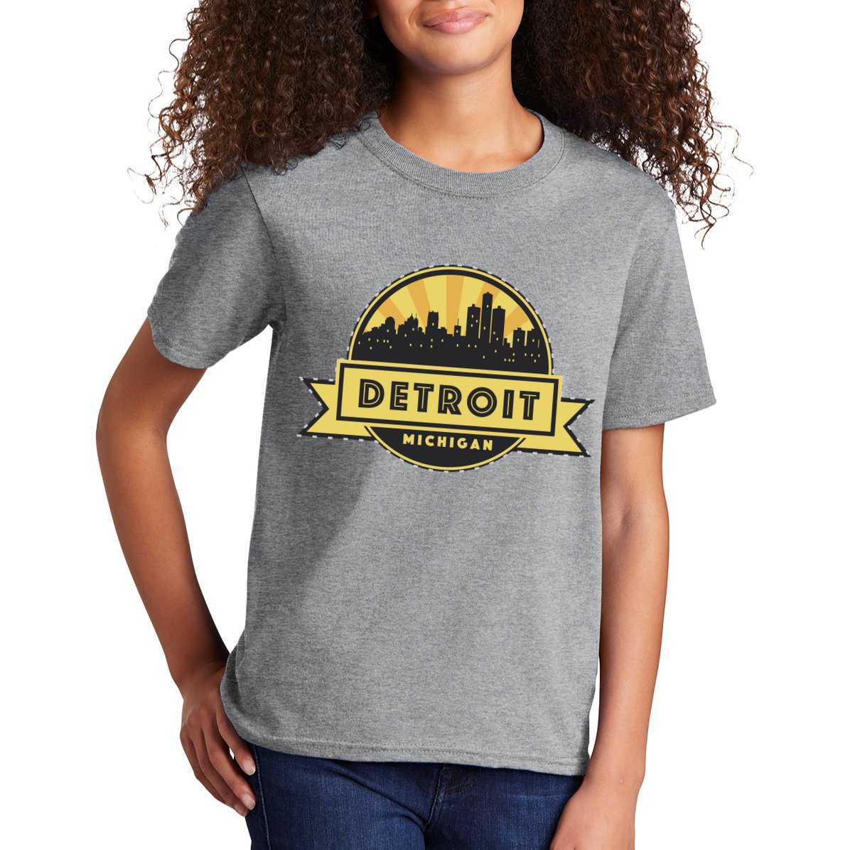 Detroit Record Skyline Logo Kids T-Shirt