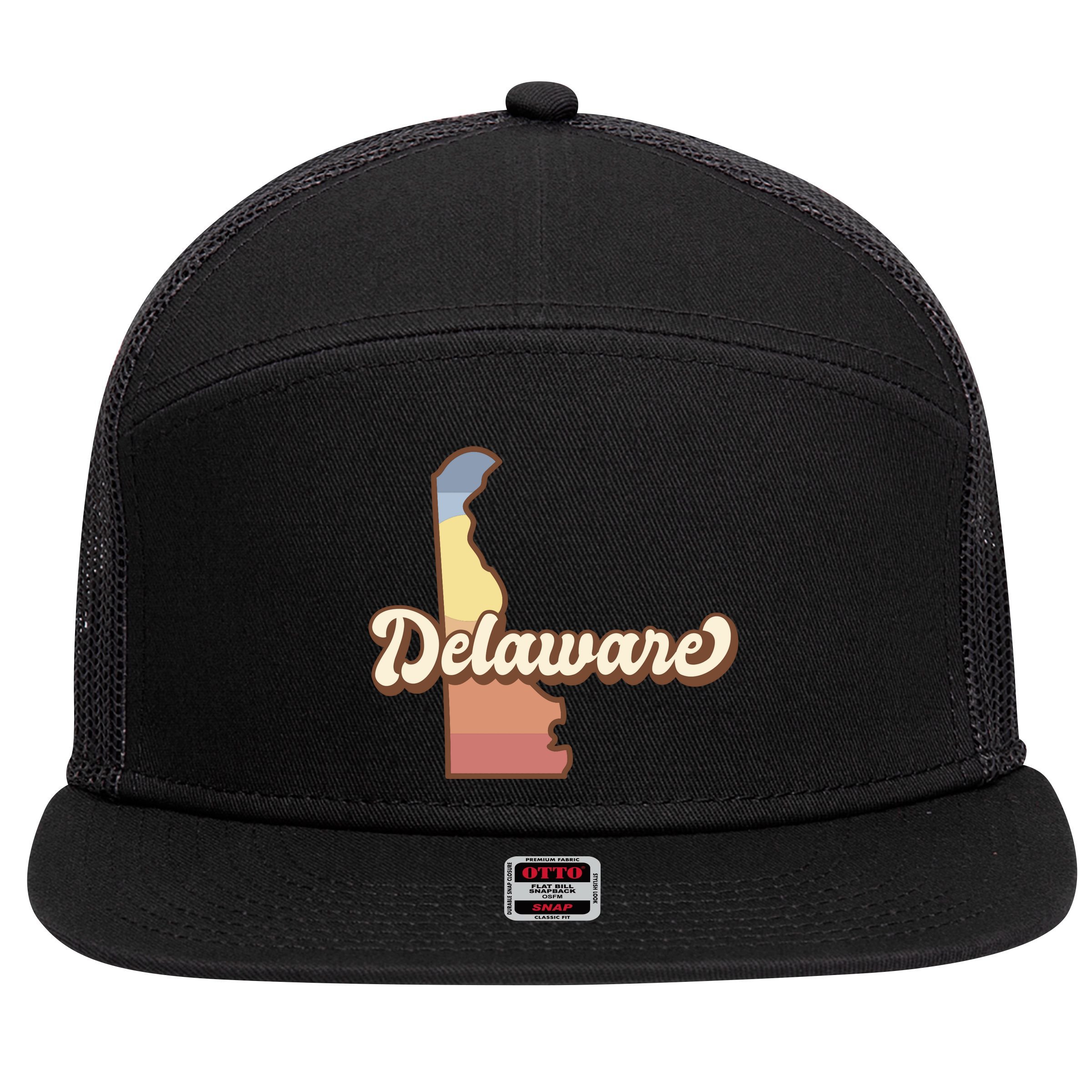 Delaware Retro Sunset 7 Panel Mesh Trucker Snapback Hat