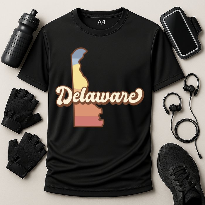 Delaware Retro Sunset Cooling Performance Crew T-Shirt