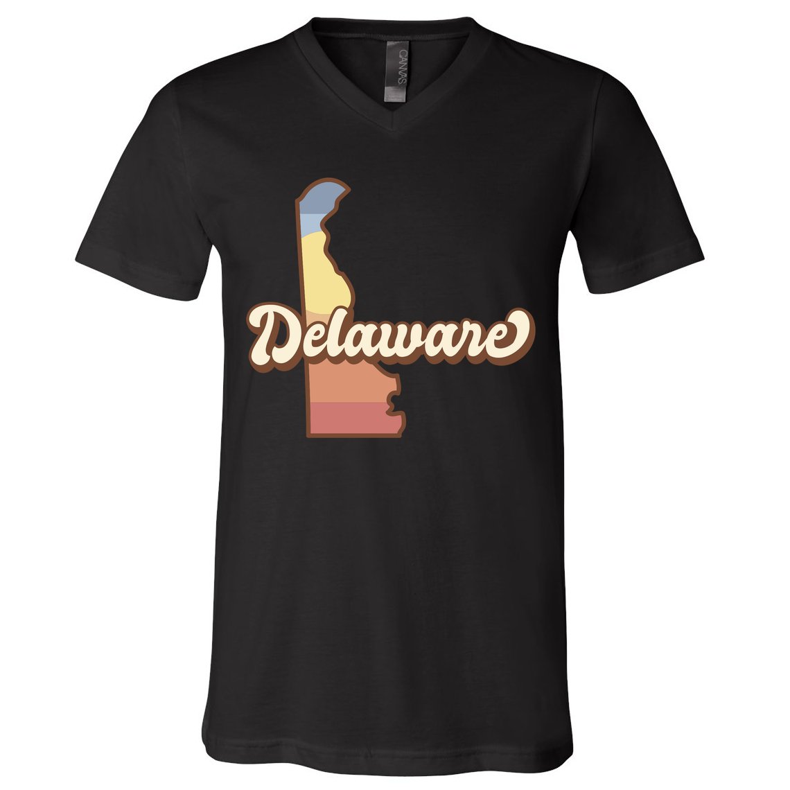 Delaware Retro Sunset V-Neck T-Shirt