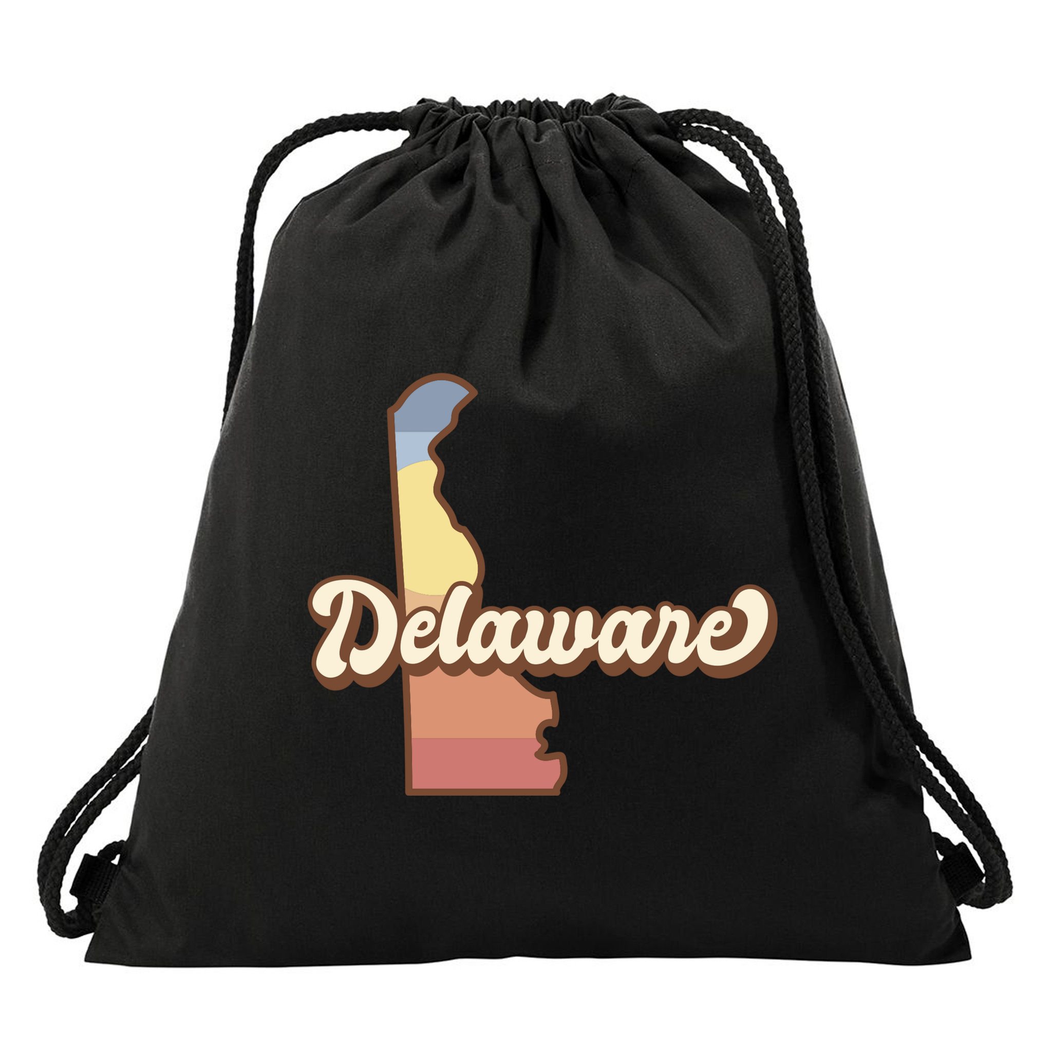 Delaware Retro Sunset Drawstring Bag