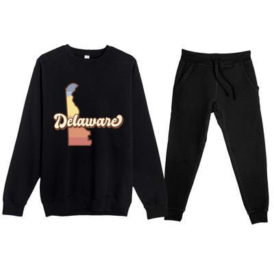 Delaware Retro Sunset Premium Crewneck Sweatsuit Set