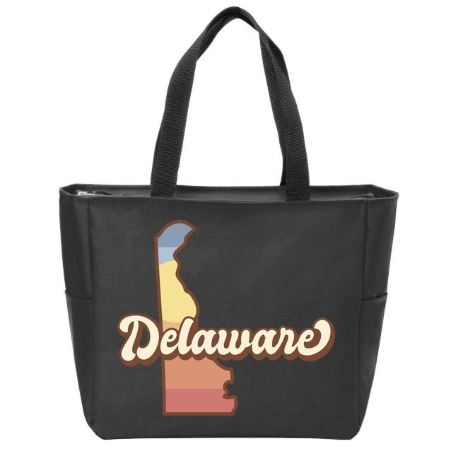 Delaware Retro Sunset Zip Tote Bag