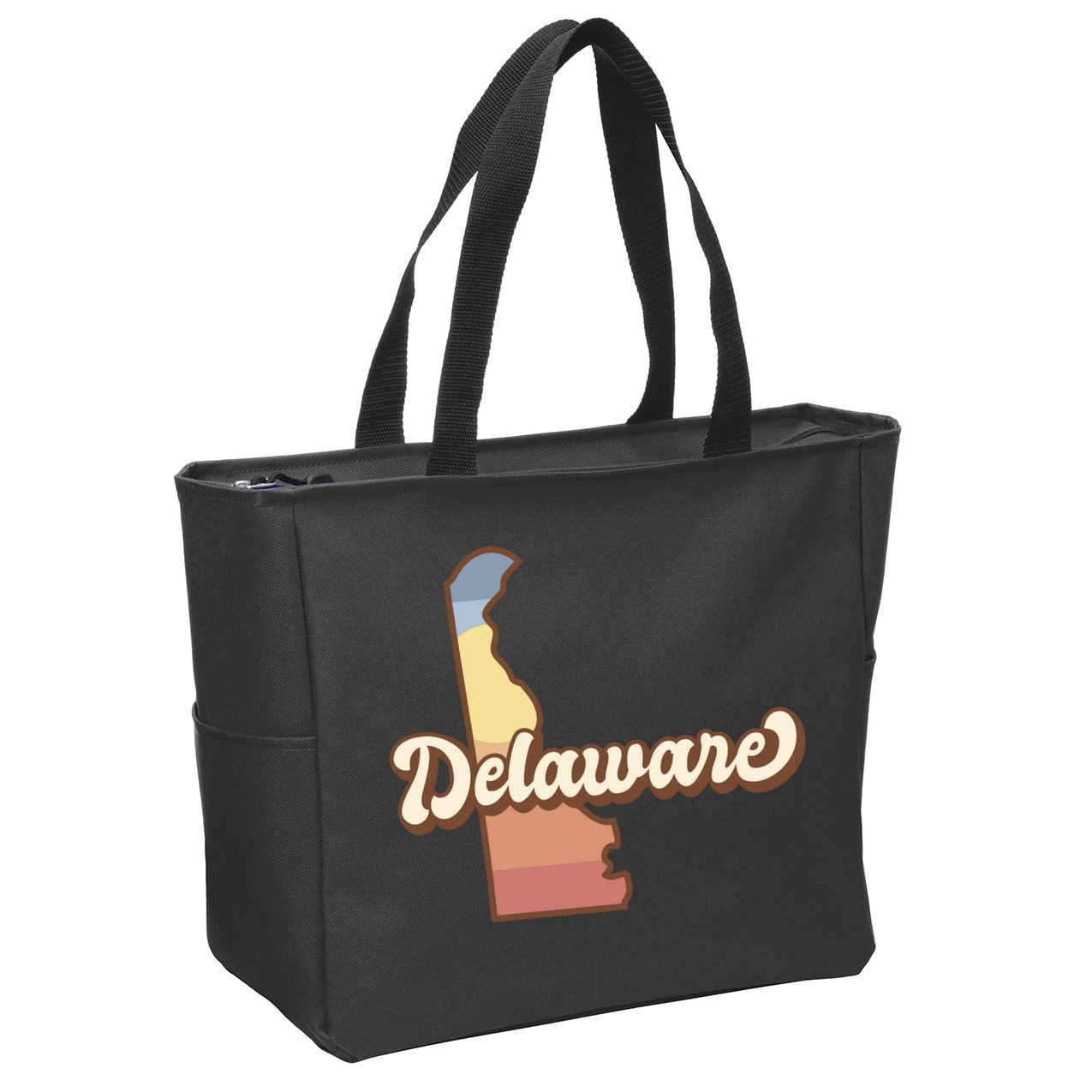 Delaware Retro Sunset Zip Tote Bag
