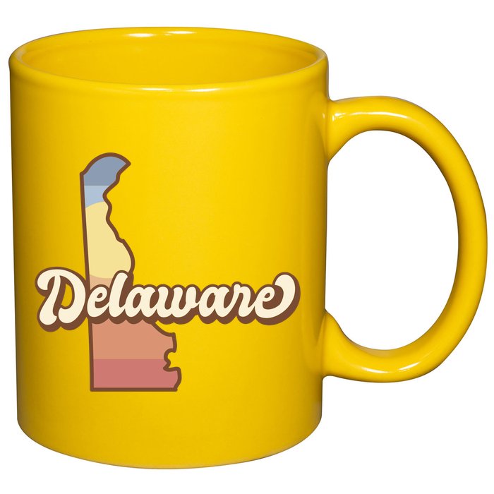 Delaware Retro Sunset 11oz C Handle Ceramic Mug