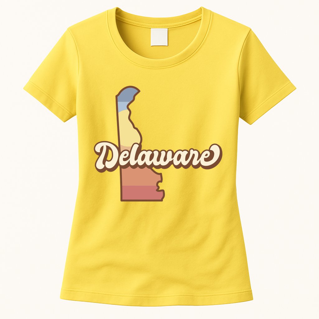Delaware Retro Sunset Womens T-Shirt