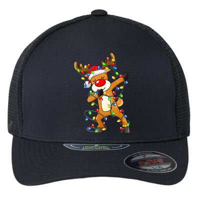 Dabbing Reindeer Santa Christmas Dab Xmas Flexfit Unipanel Trucker Cap