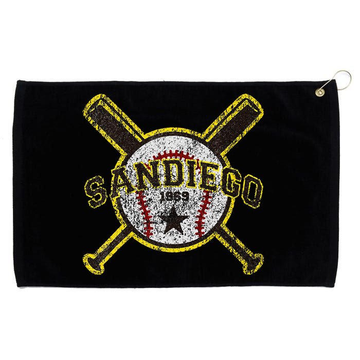 Distressed Retro San Diego Baseball Sd Vintage Grommeted Golf Towel