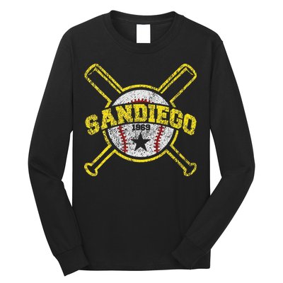 Distressed Retro San Diego Baseball SD Vintage Long Sleeve Shirt