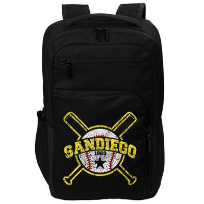 Distressed Retro San Diego Baseball SD Vintage Impact Tech Backpack