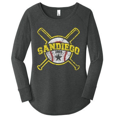 Distressed Retro San Diego Baseball SD Vintage Women's Perfect Tri Tunic Long Sleeve Shirt