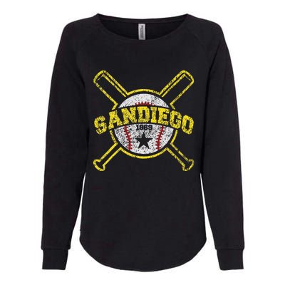 Distressed Retro San Diego Baseball SD Vintage Womens California Wash Sweatshirt