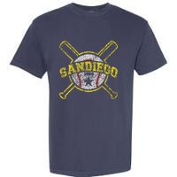 Distressed Retro San Diego Baseball Sd Vintagex Garment-Dyed Heavyweight T-Shirt