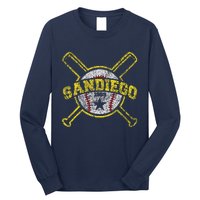 Distressed Retro San Diego Baseball Sd Vintagex Long Sleeve Shirt