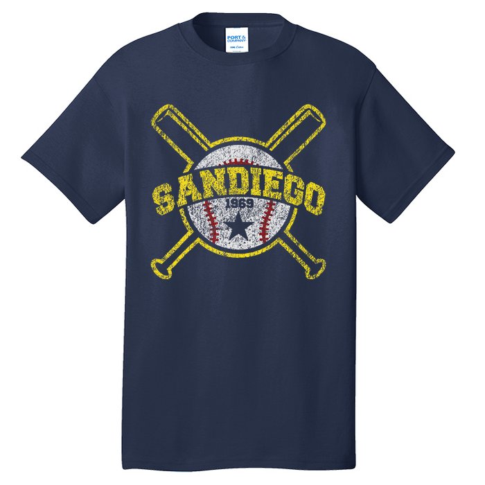 Distressed Retro San Diego Baseball Sd Vintagex Tall T-Shirt