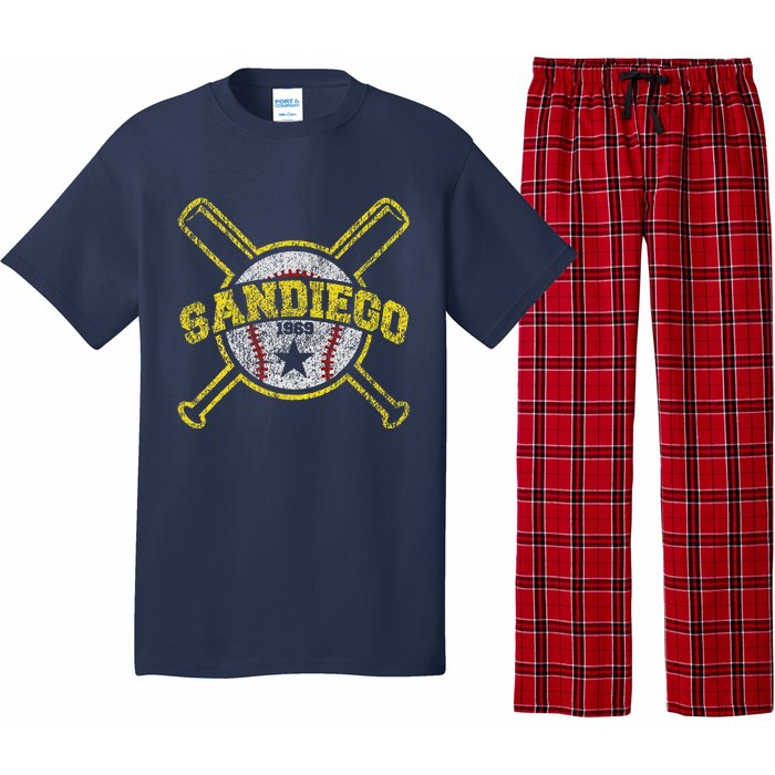 Distressed Retro San Diego Baseball Sd Vintagex Pajama Set