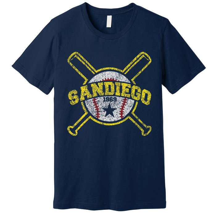 Distressed Retro San Diego Baseball Sd Vintagex Premium T-Shirt