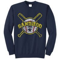 Distressed Retro San Diego Baseball Sd Vintagex Tall Sweatshirt