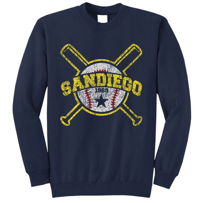 Distressed Retro San Diego Baseball Sd Vintagex Tall Sweatshirt