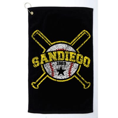 Distressed Retro San Diego Baseball Sd Platinum Collection Golf Towel