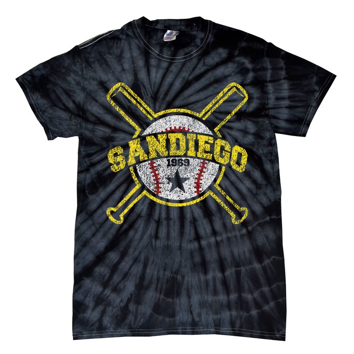 Distressed Retro San Diego Baseball SD Vintage Tie-Dye T-Shirt