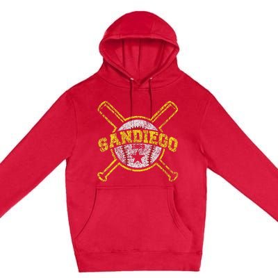 Distressed Retro San Diego Baseball SD Vintage Premium Pullover Hoodie