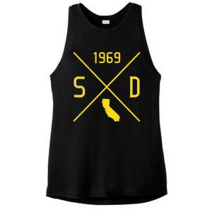 Distressed Retro San Diego Baseball Sd Ladies PosiCharge Tri-Blend Wicking Tank