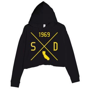 Distressed Retro San Diego Baseball Sd Crop Fleece Hoodie