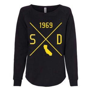 Distressed Retro San Diego Baseball Sd Womens California Wash Sweatshirt