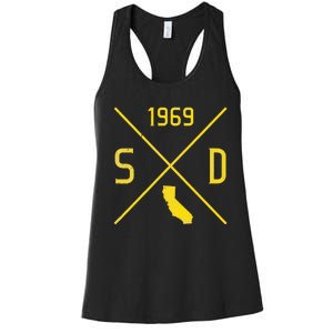 Distressed Retro San Diego Baseball Sd Women's Racerback Tank