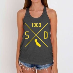 Distressed Retro San Diego Baseball Sd Women's Knotted Racerback Tank