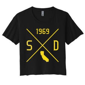 Distressed Retro San Diego Baseball Sd Women's Crop Top Tee