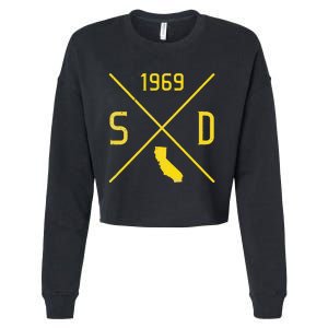 Distressed Retro San Diego Baseball Sd Cropped Pullover Crew