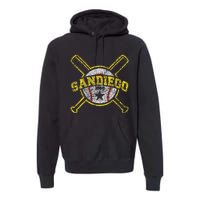 Distressed Retro San Diego Baseball Sd Vintage Premium Hoodie