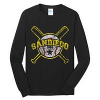 Distressed Retro San Diego Baseball Sd Vintage Tall Long Sleeve T-Shirt