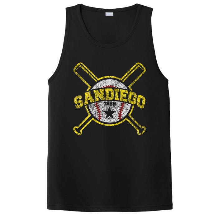 Distressed Retro San Diego Baseball Sd Vintage PosiCharge Competitor Tank