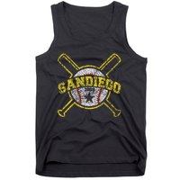 Distressed Retro San Diego Baseball Sd Vintage Tank Top